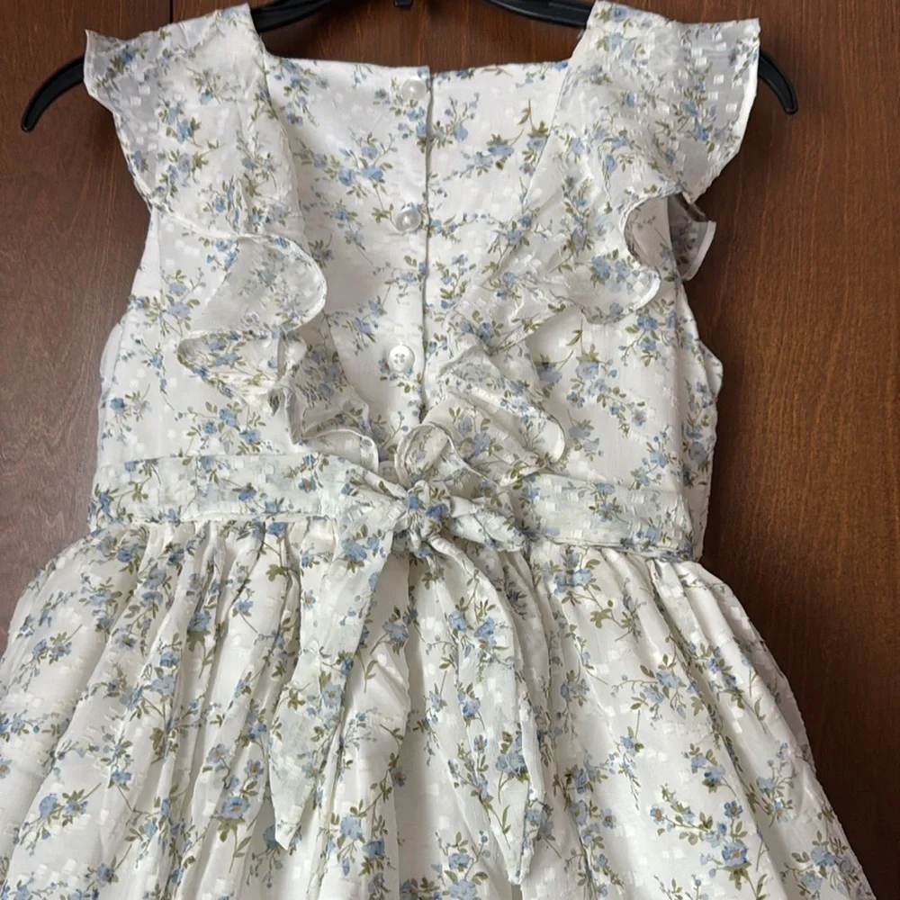 Pastourelle Pippa & Jules Blue and Ivory Floral Youth Dress Sz 10 Girls Ret $68